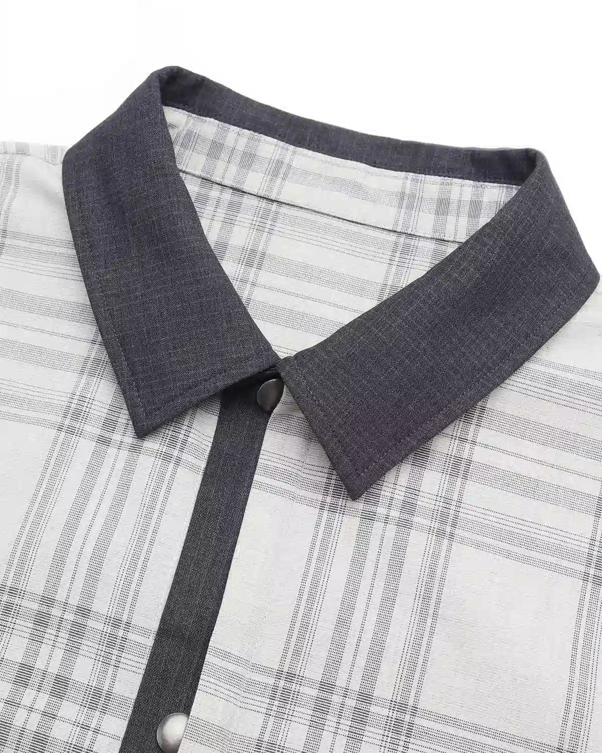 ZHABUXIAO 2-in-1 Plaid Lightweight Contrast Casual Jacket Blue Plaid