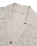 ZHABUXIAO Lyocell Hemp Breathable Textured Knit Cardigan Shirt Apricot