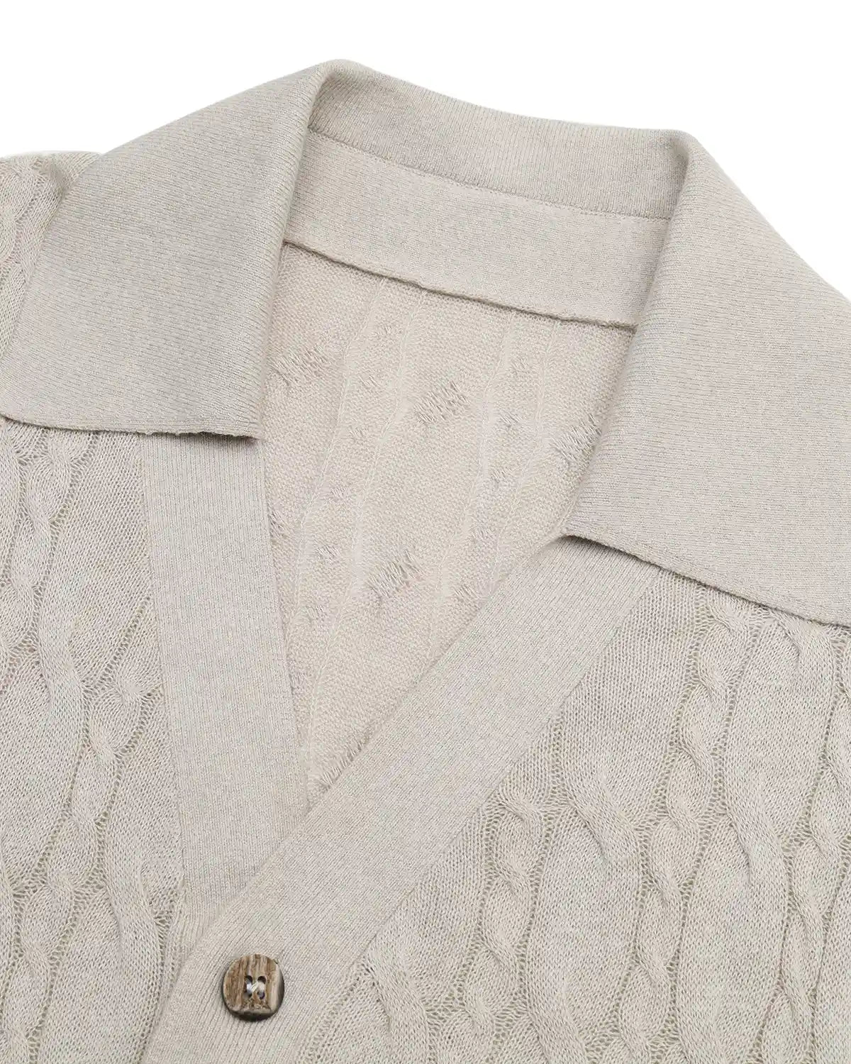 ZHABUXIAO Lyocell Hemp Breathable Textured Knit Cardigan Shirt Apricot