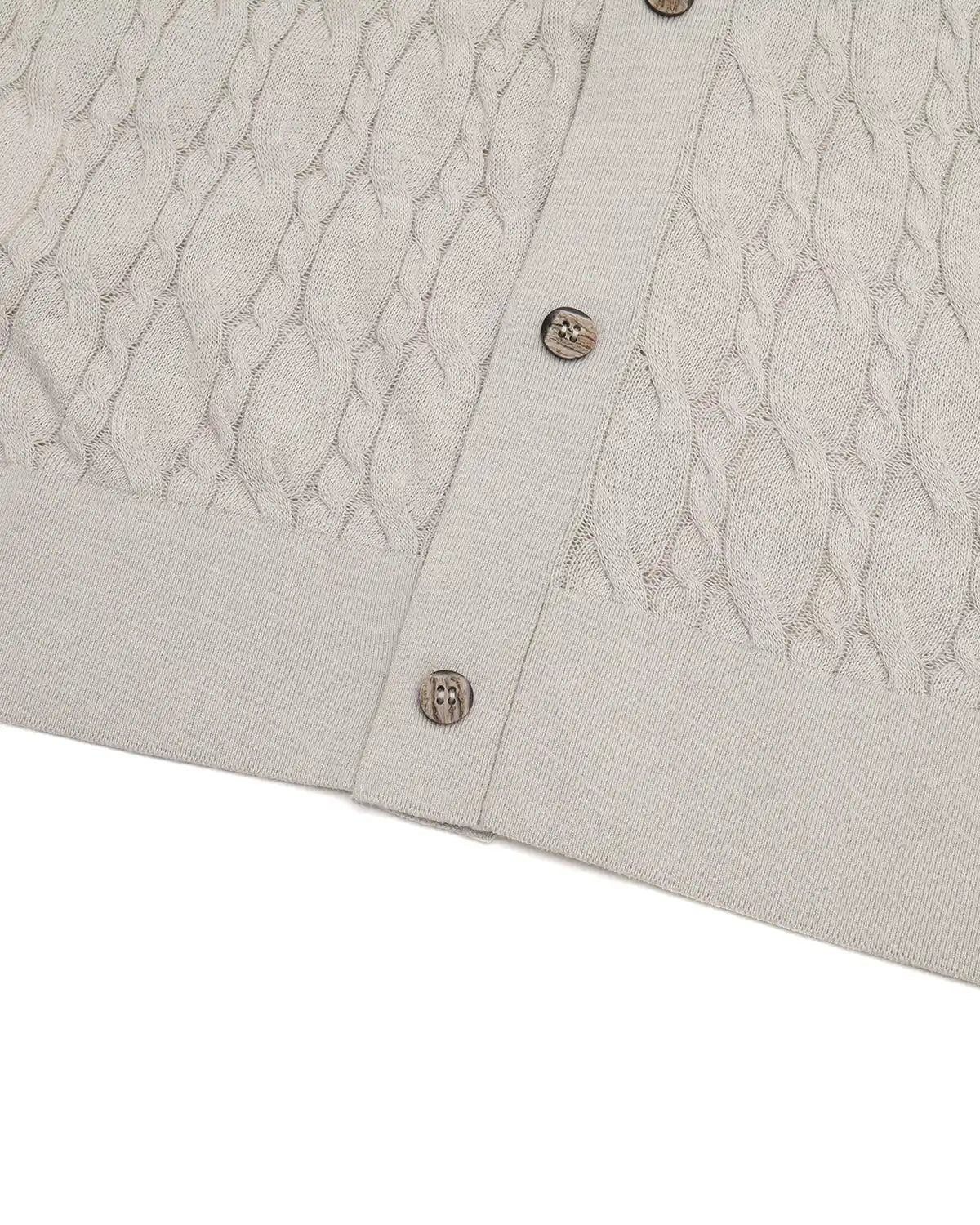 ZHABUXIAO Lyocell Hemp Breathable Textured Knit Cardigan Shirt Apricot