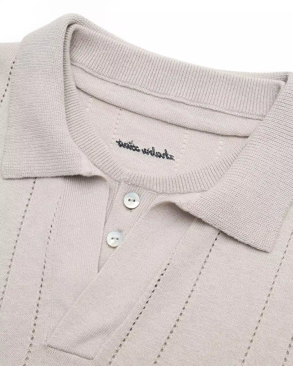 ZHABUXIAO 2-in-1 Striped Mesh Hemp Cotton Breathable Polo Shirt Black & Gray White
