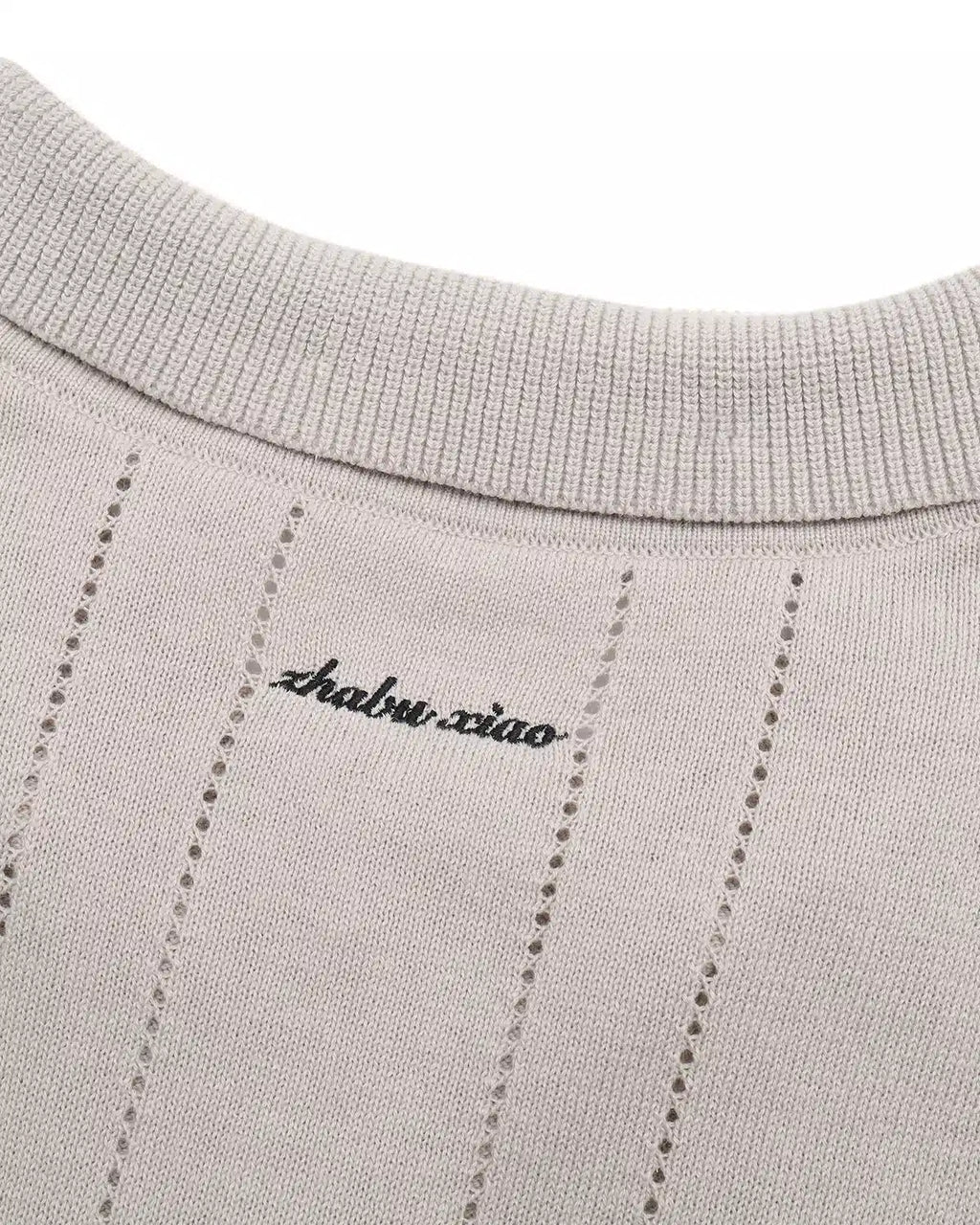 ZHABUXIAO 2-in-1 Striped Mesh Hemp Cotton Breathable Polo Shirt Black & Gray White