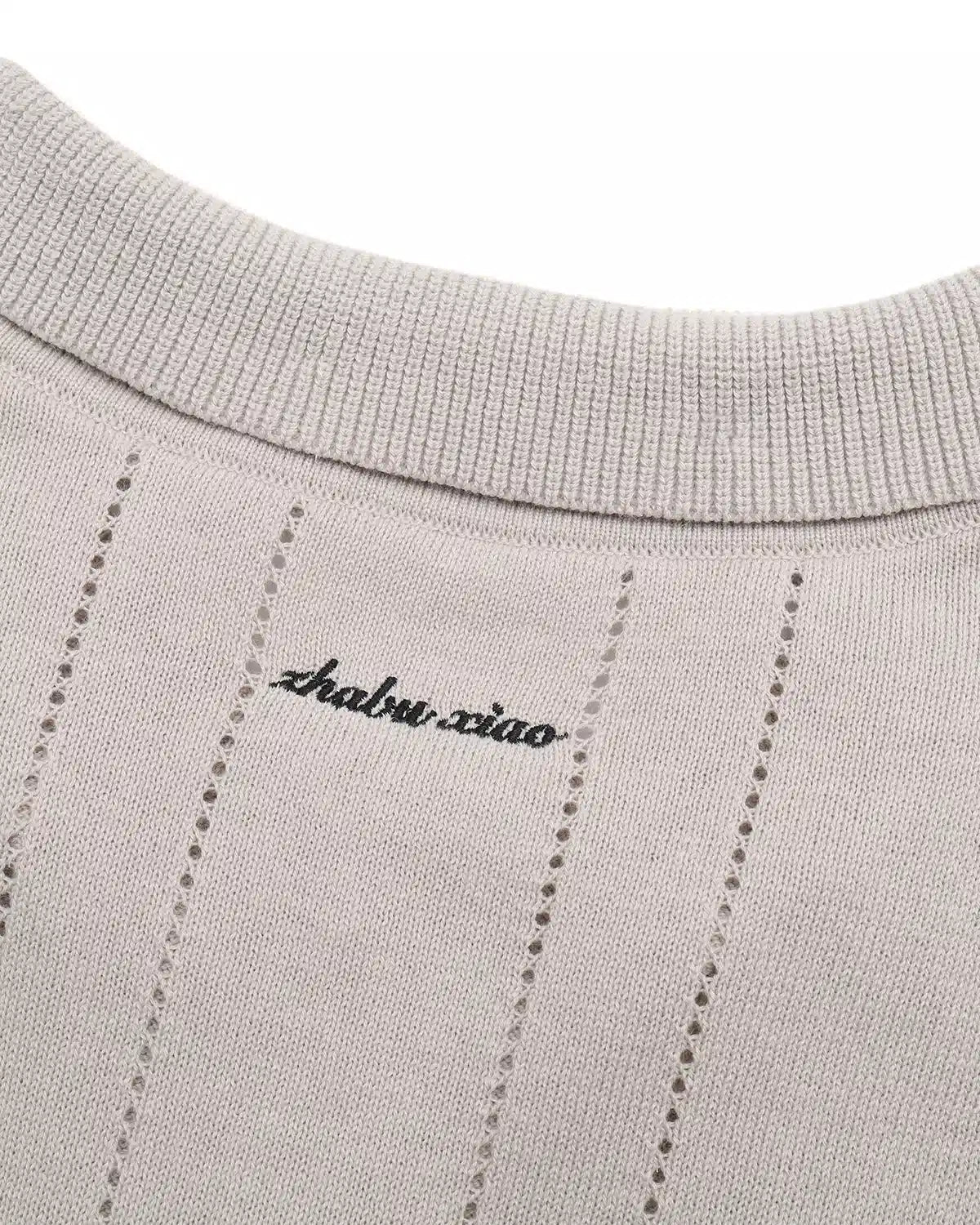 ZHABUXIAO 2-in-1 Striped Mesh Hemp Cotton Breathable Polo Shirt Black & Gray White