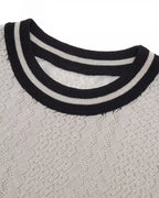 ZHABUXIAO Breathable Textured Linen O-Neck Casual Knit T-Shirt Gray White