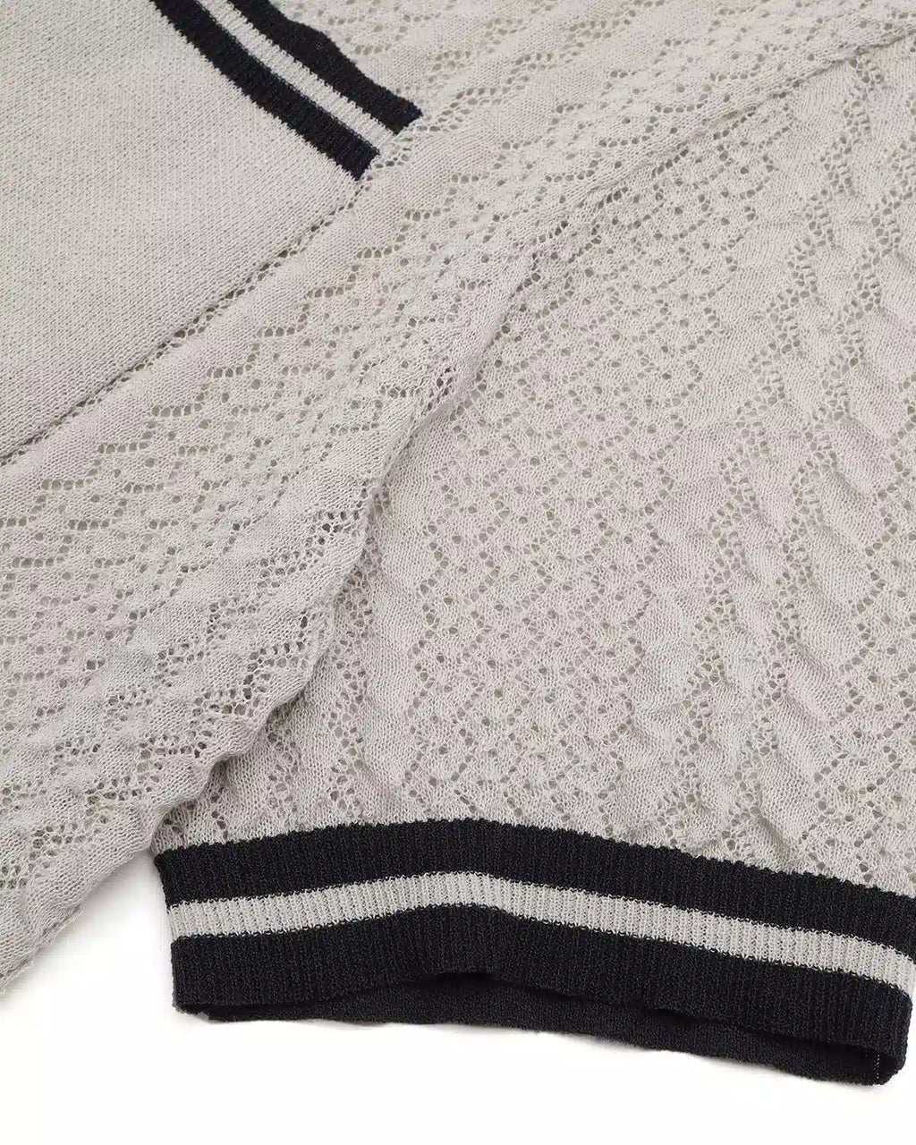 ZHABUXIAO Breathable Textured Linen O-Neck Casual Knit T-Shirt Gray White
