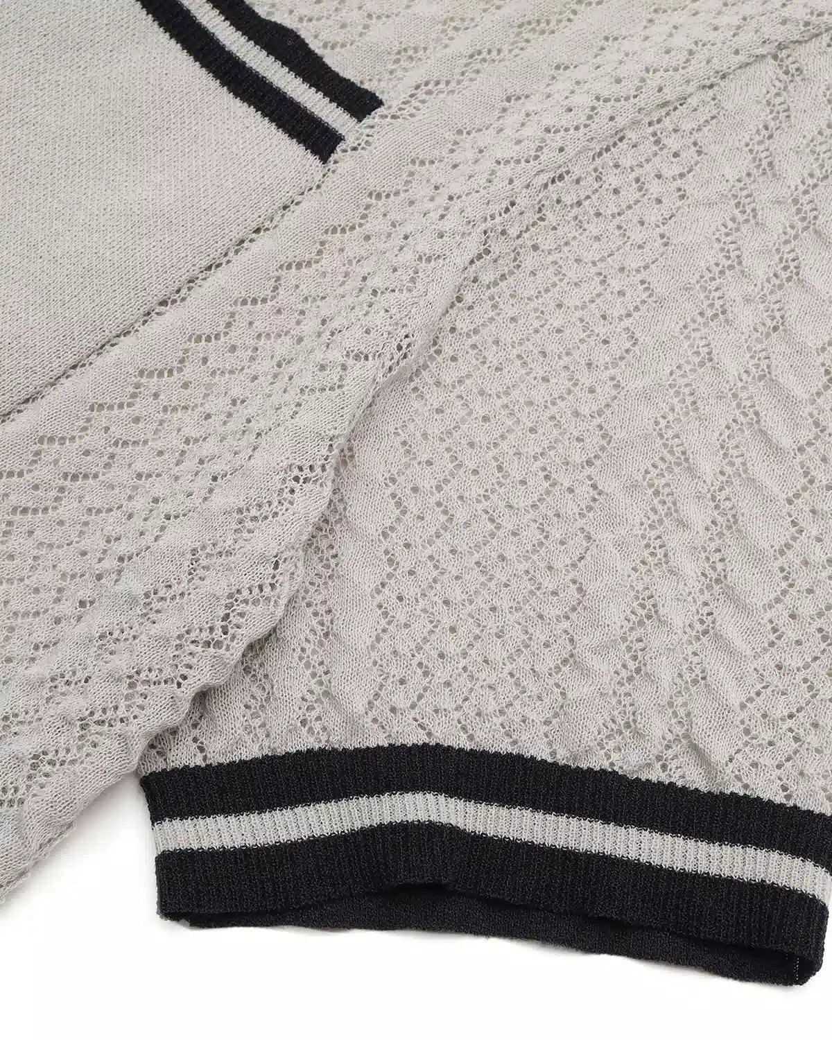 ZHABUXIAO Breathable Textured Linen O-Neck Casual Knit T-Shirt Gray White