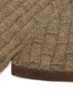 ZHABUXIAO Alpaca Mohair Henley Breathable Knit T-Shirt Brown