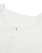ZHABUXIAO Embroidered Ribbed Elastic Slim Henley Tank Top Black & White