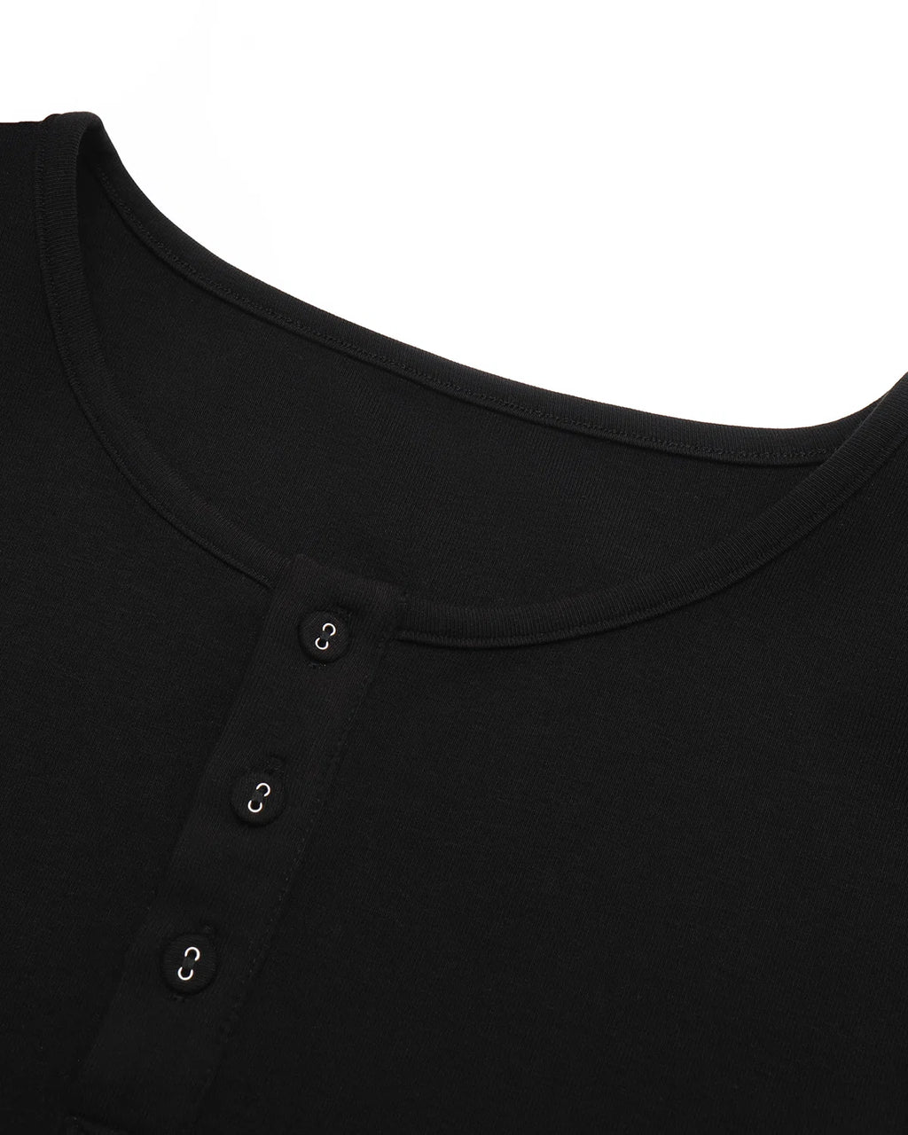 ZHABUXIAO Embroidered Ribbed Elastic Slim Henley Tank Top Black & White