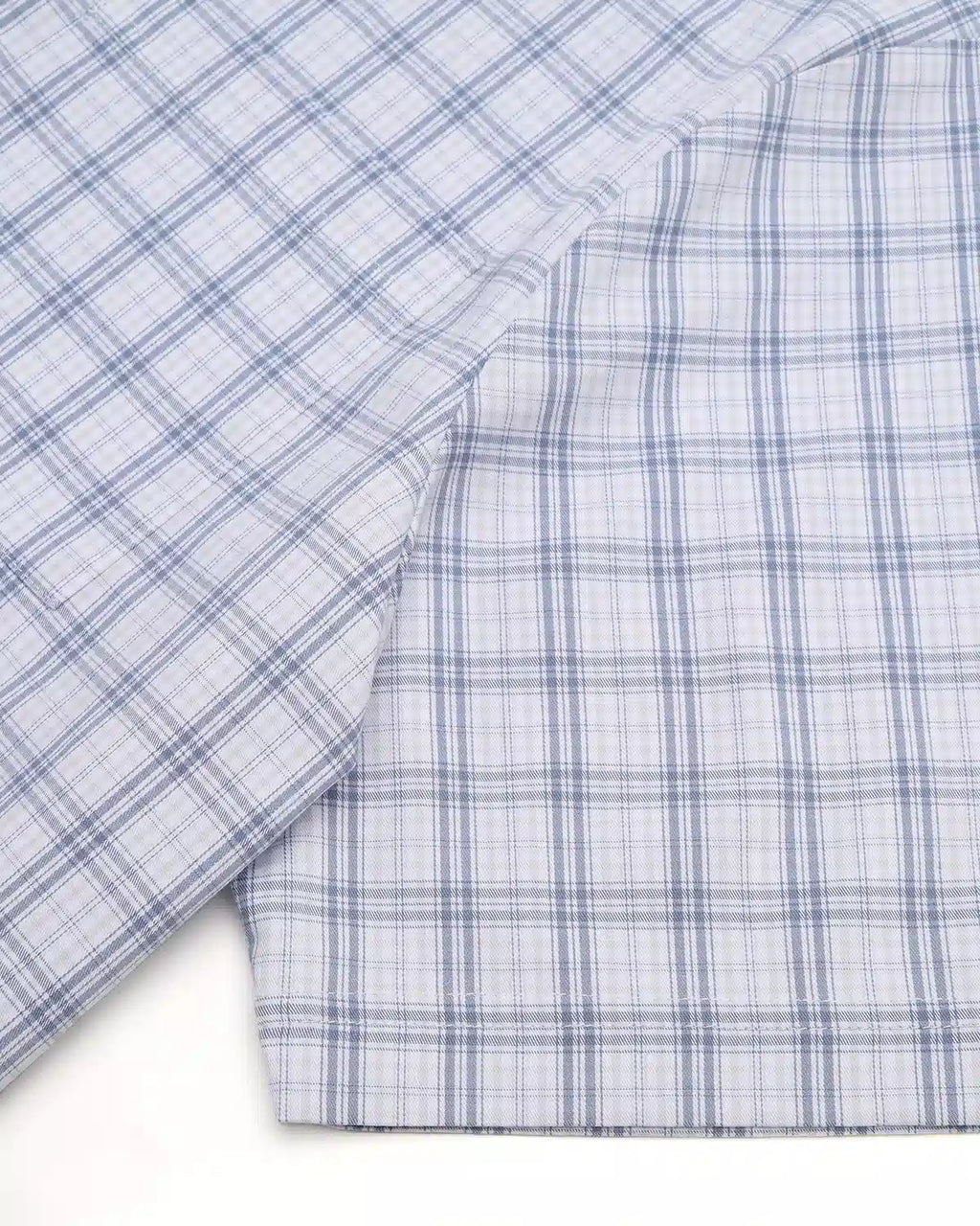 ZHABUXIAO Double Breasted Loose Plaid Curved Hem Shirt Blue