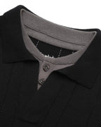 ZHABUXIAO 2-in-1 Striped Mesh Hemp Cotton Breathable Polo Shirt Black & Gray White