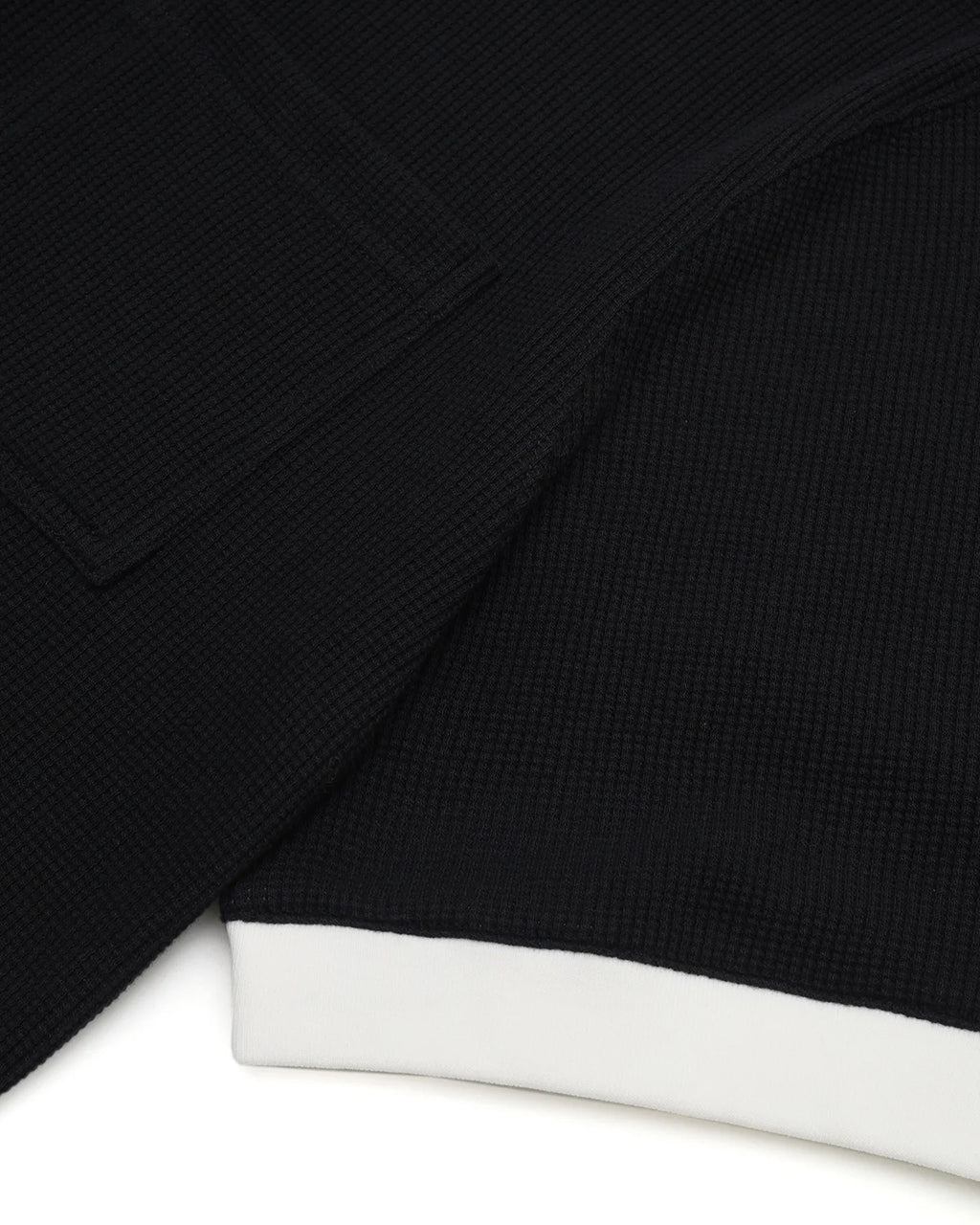 ZHABUXIAO Waffle Knit Contrast Colorblock Casual Polo Shirt Black