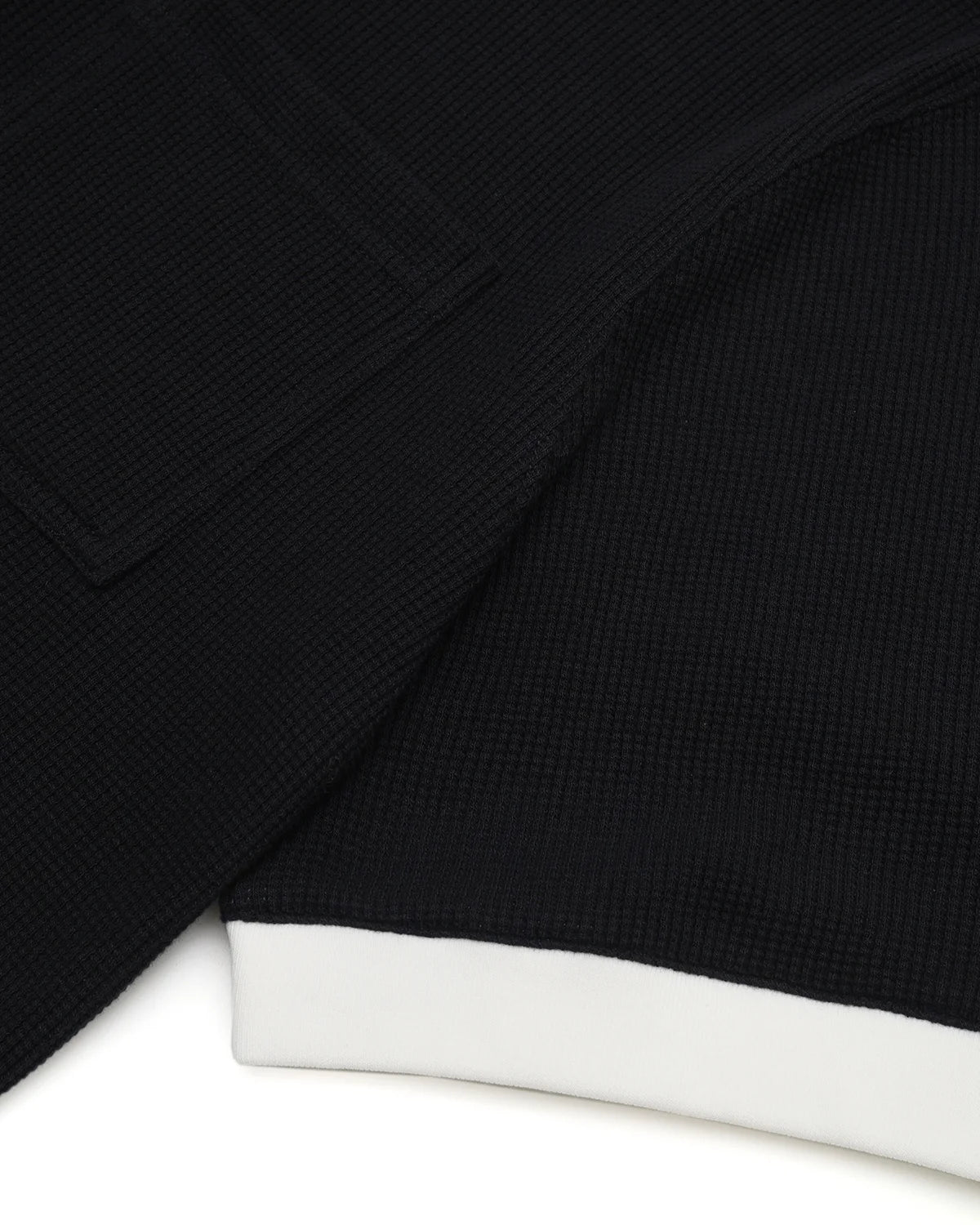 ZHABUXIAO Waffle Knit Contrast Colorblock Casual Polo Shirt Black