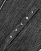 ZHABUXIAO Slub Denim Heavy Studded Baseball Denim Jacket Black