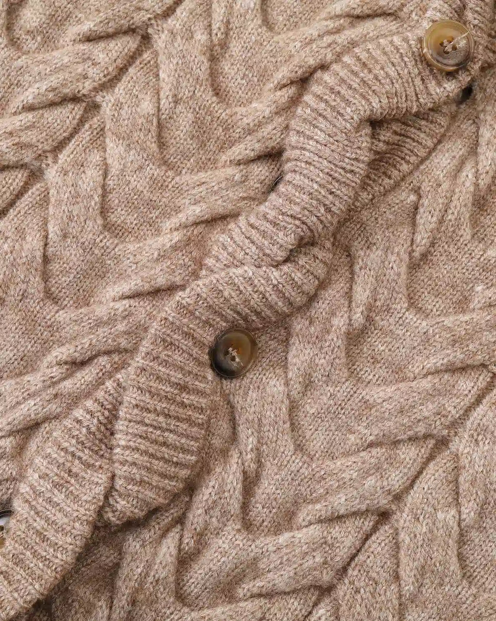 ZHABUXIAO Cable Knit Lambswool Hooded Soft Cardigan Sweater Gray & Khaki