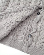 ZHABUXIAO Cable Knit Lambswool Hooded Soft Cardigan Sweater Gray & Khaki