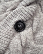 ZHABUXIAO Cable Knit Lambswool Hooded Soft Cardigan Sweater Gray & Khaki