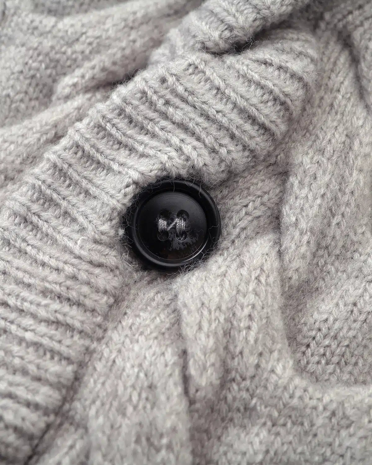 ZHABUXIAO Cable Knit Lambswool Hooded Soft Cardigan Sweater Gray & Khaki