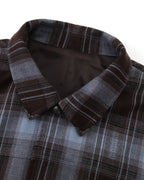 ZHABUXIAO American Retro Brushed Plaid Lapel Shirt Jacket Blue & Brown