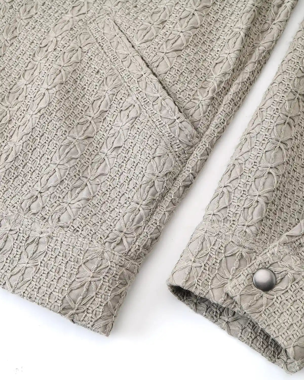 ZHABUXIAO Woven Texture Metal Buckle Adjust Tencel Jacket Sage Green