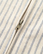 ZHABUXIAO Striped Linen Breathable Drawstring Zipper Jacket Apricot