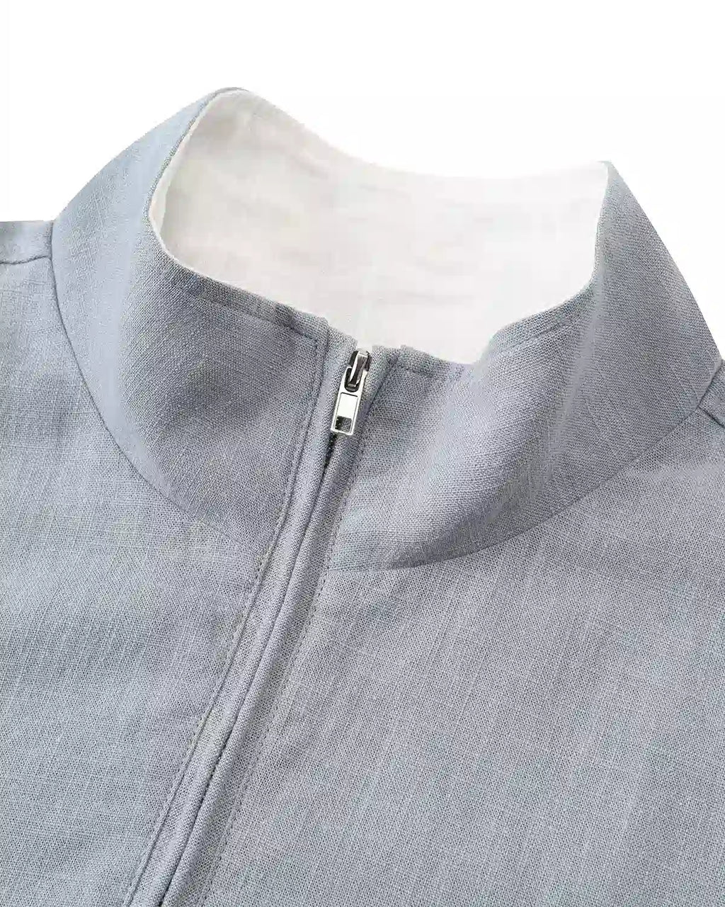 ZHABUXIAO Ramie Tencel Drawstring Adjust Casual Jacket Light Blue