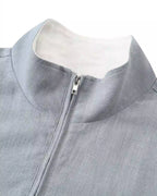 ZHABUXIAO Ramie Tencel Drawstring Adjust Casual Jacket Light Blue