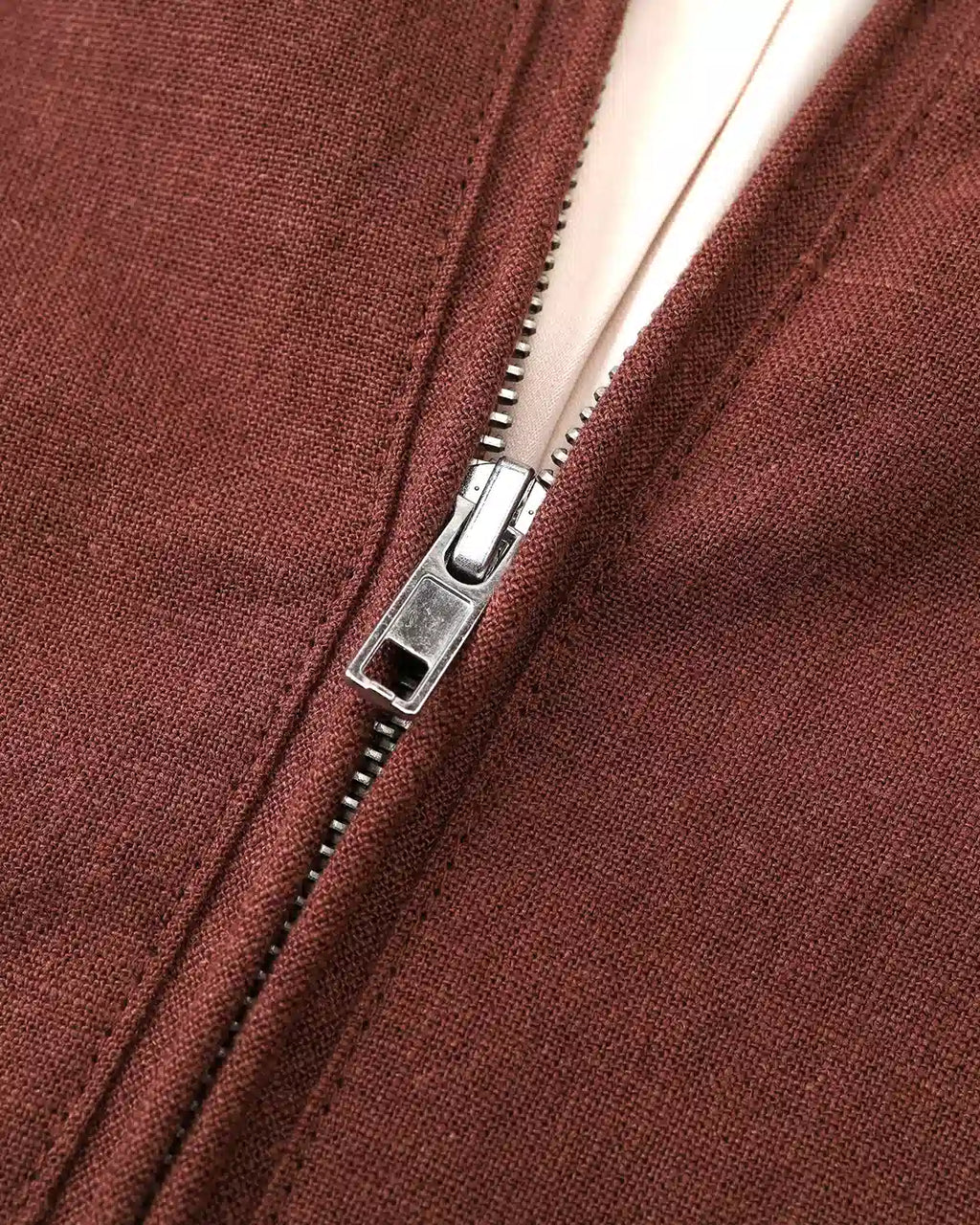 ZHABUXIAO Ramie Tencel Drawstring Adjust Casual Jacket Mahogany