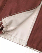 ZHABUXIAO Ramie Tencel Drawstring Adjust Casual Jacket Mahogany