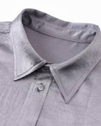 ZHABUXIAO Elegant Crinkled Acetate Satin Long Sleeve Shirt Dusty Purple