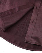 ZHABUXIAO Elegant Crinkled Acetate Satin Long Sleeve Shirt Dark Purple