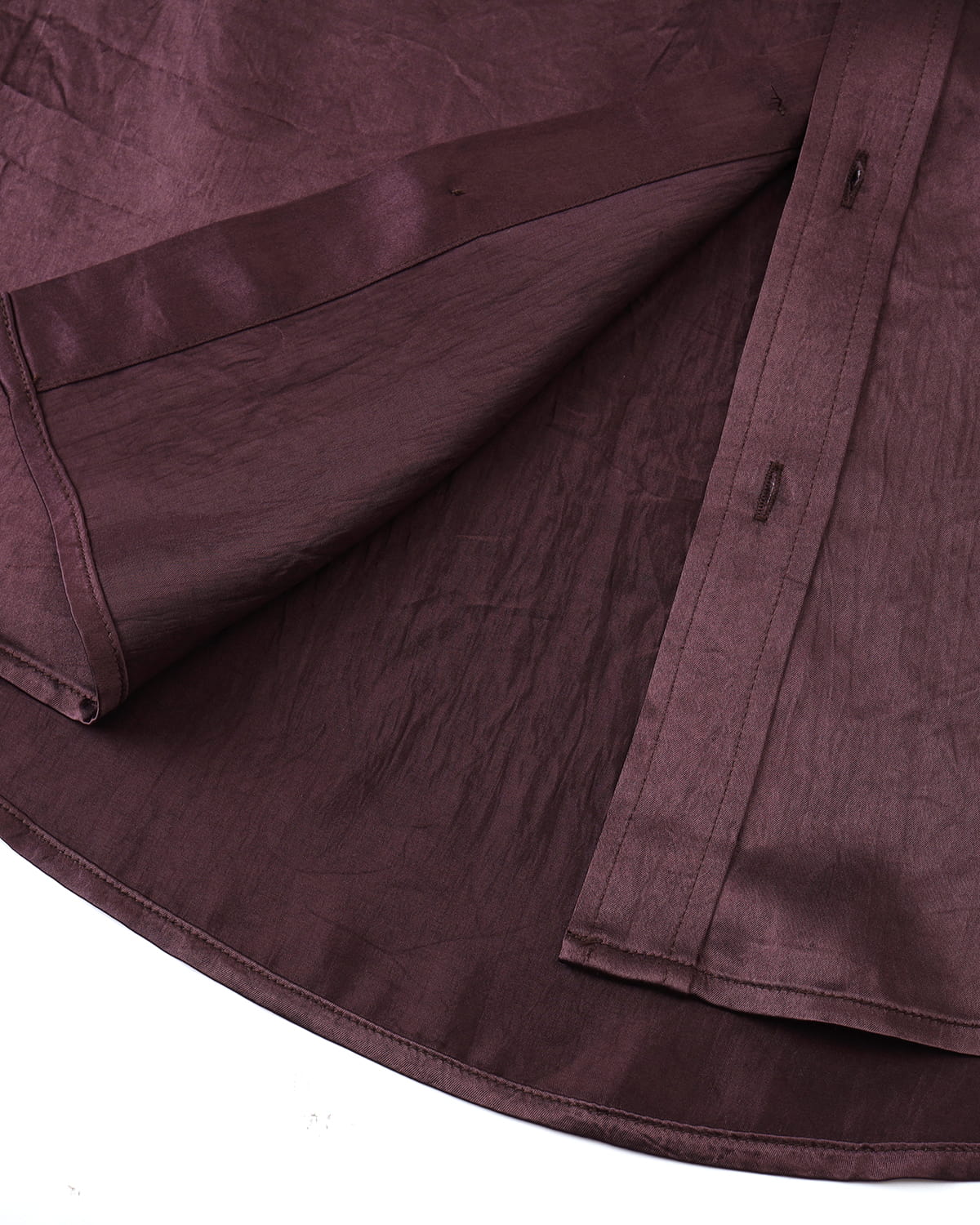 ZHABUXIAO Elegant Crinkled Acetate Satin Long Sleeve Shirt Dark Purple