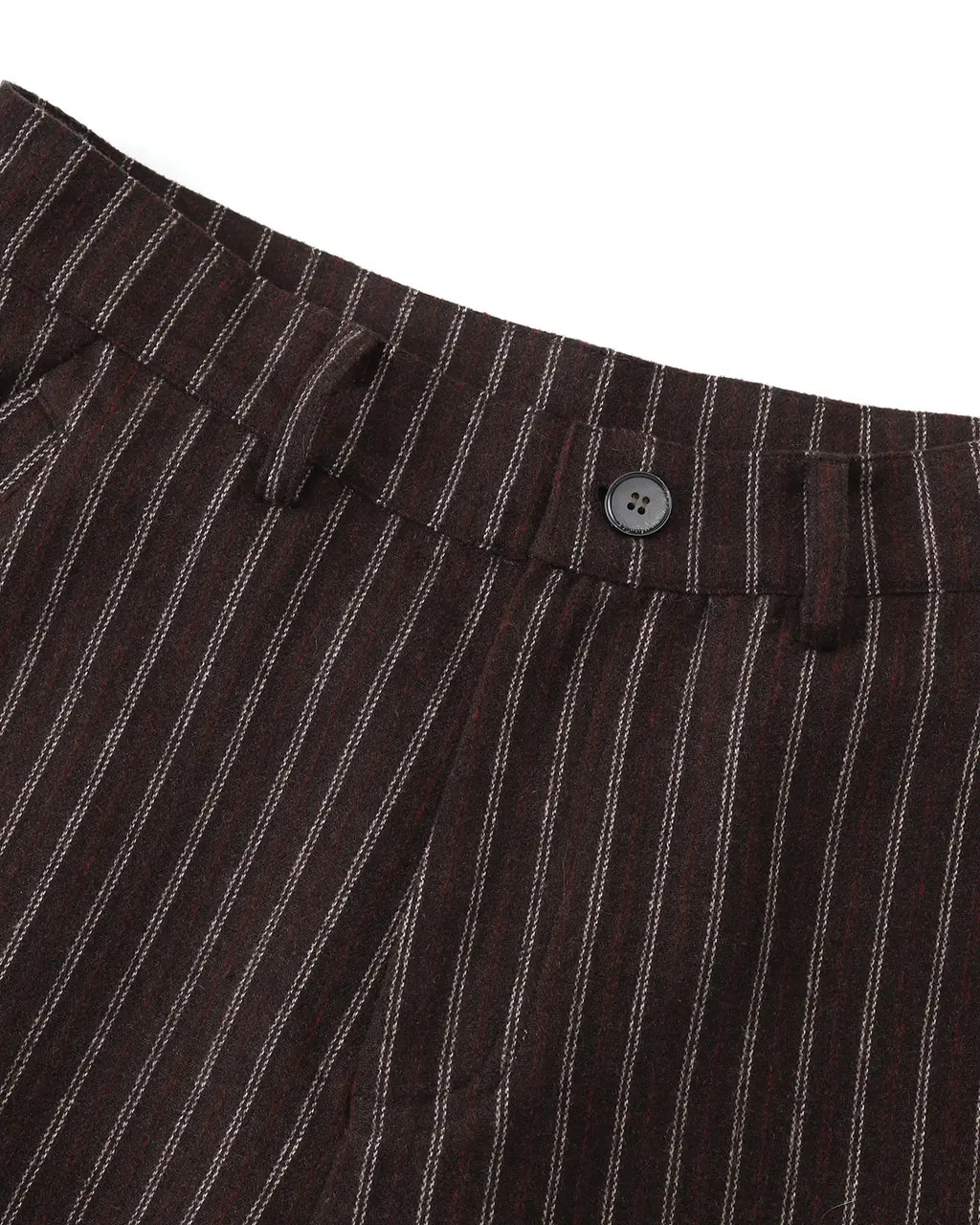 ZHABUXIAO Striped Woolen Satin Lined Curved Wide Trousers Brown