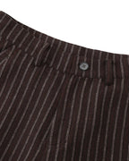 ZHABUXIAO Striped Woolen Satin Lined Curved Wide Trousers Brown