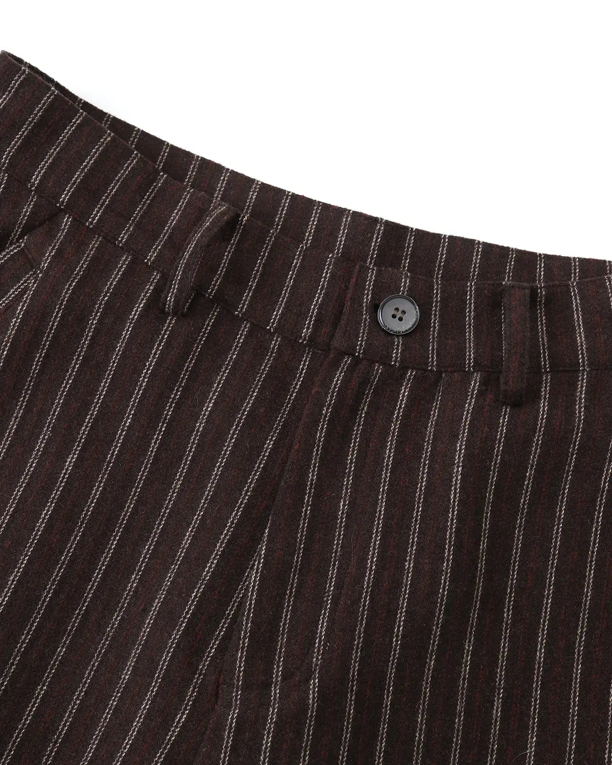 ZHABUXIAO Striped Woolen Satin Lined Curved Wide Trousers Brown