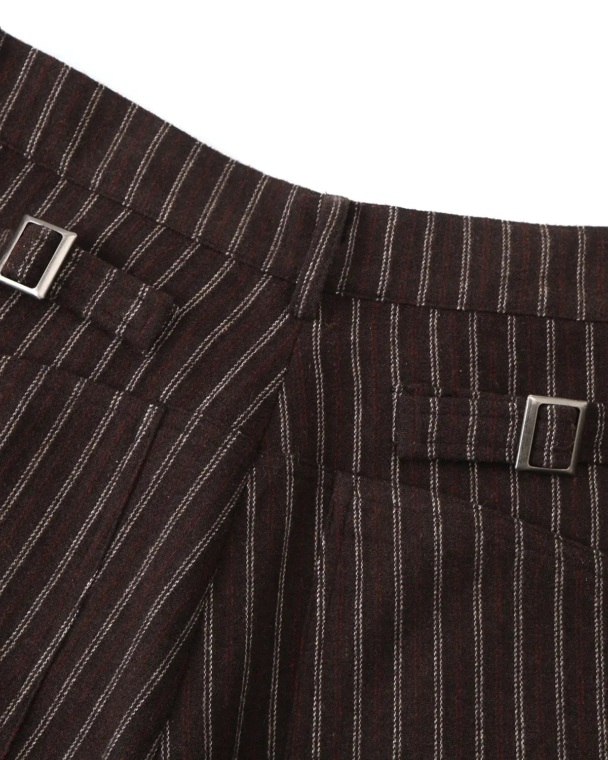 ZHABUXIAO Striped Woolen Satin Lined Curved Wide Trousers Brown