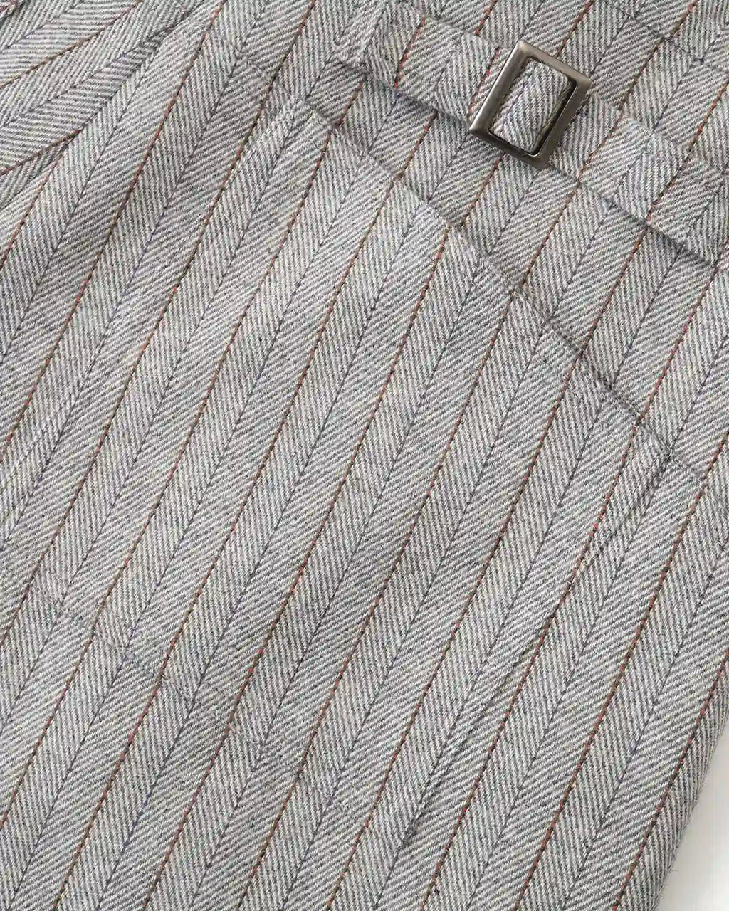 ZHABUXIAO Striped Woolen Satin Lined Curved Wide Trousers Gray