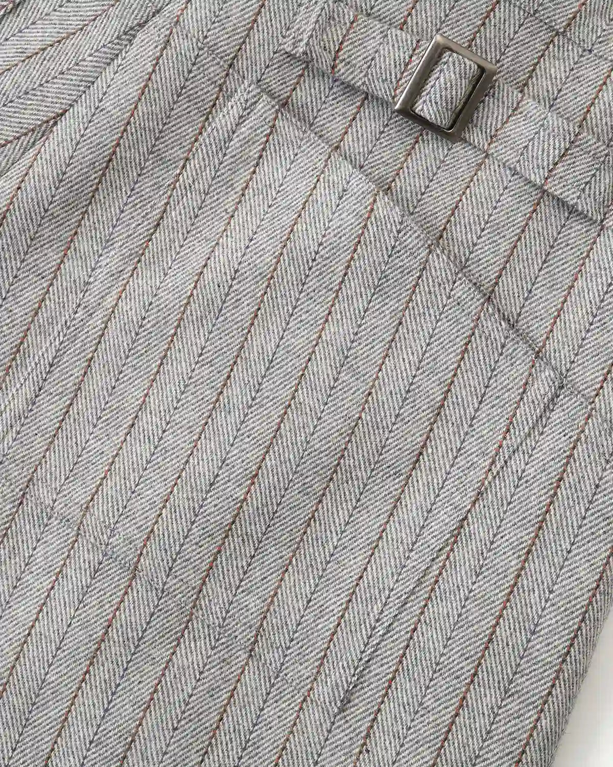 ZHABUXIAO Striped Woolen Satin Lined Curved Wide Trousers Gray