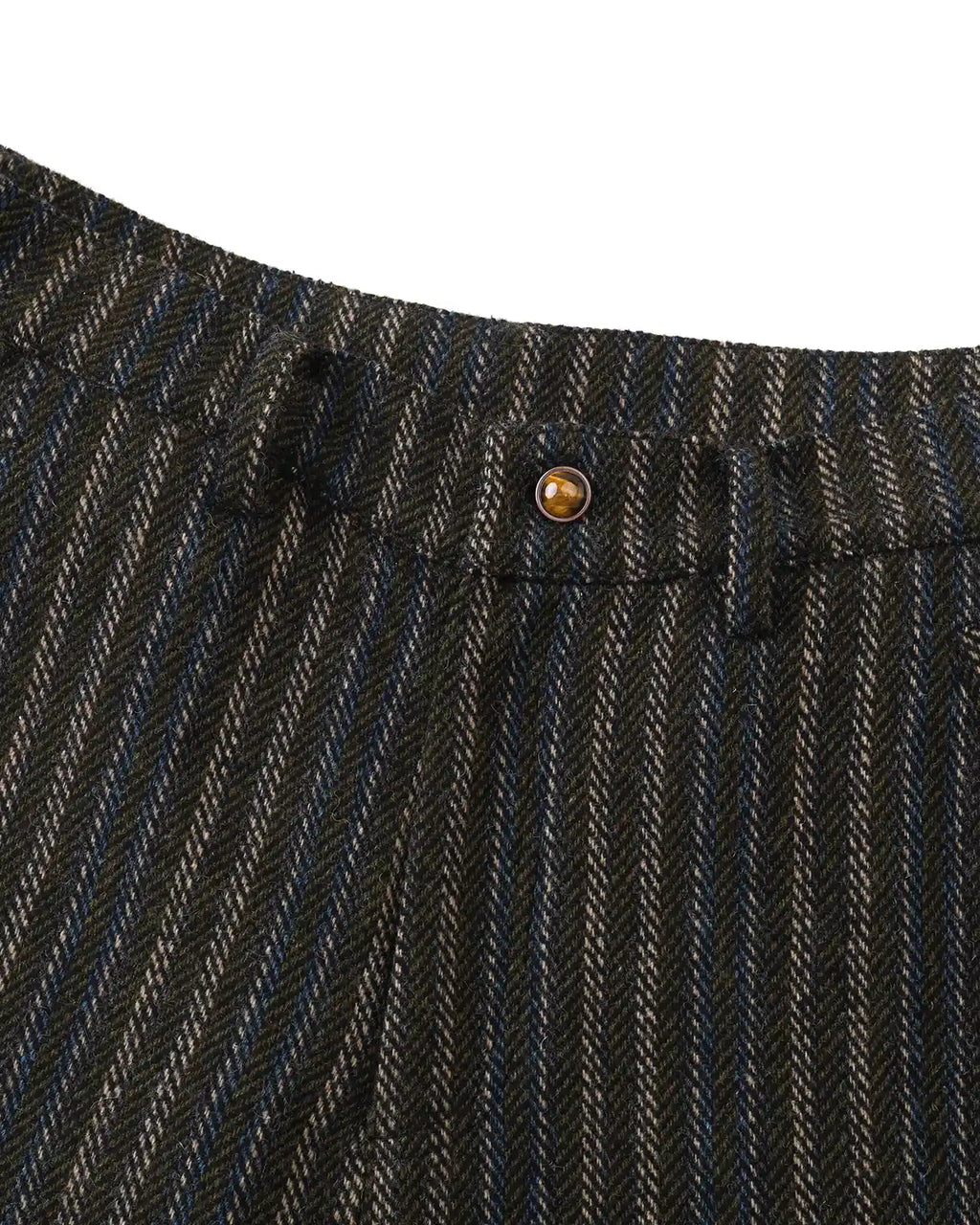 ZHABUXIAO Striped Woolen Satin Lined Curved Wide Trousers Green