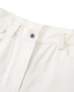 ZHABUXIAO Twill Cotton Double Pocket Cargo Curved Wide Jeans White