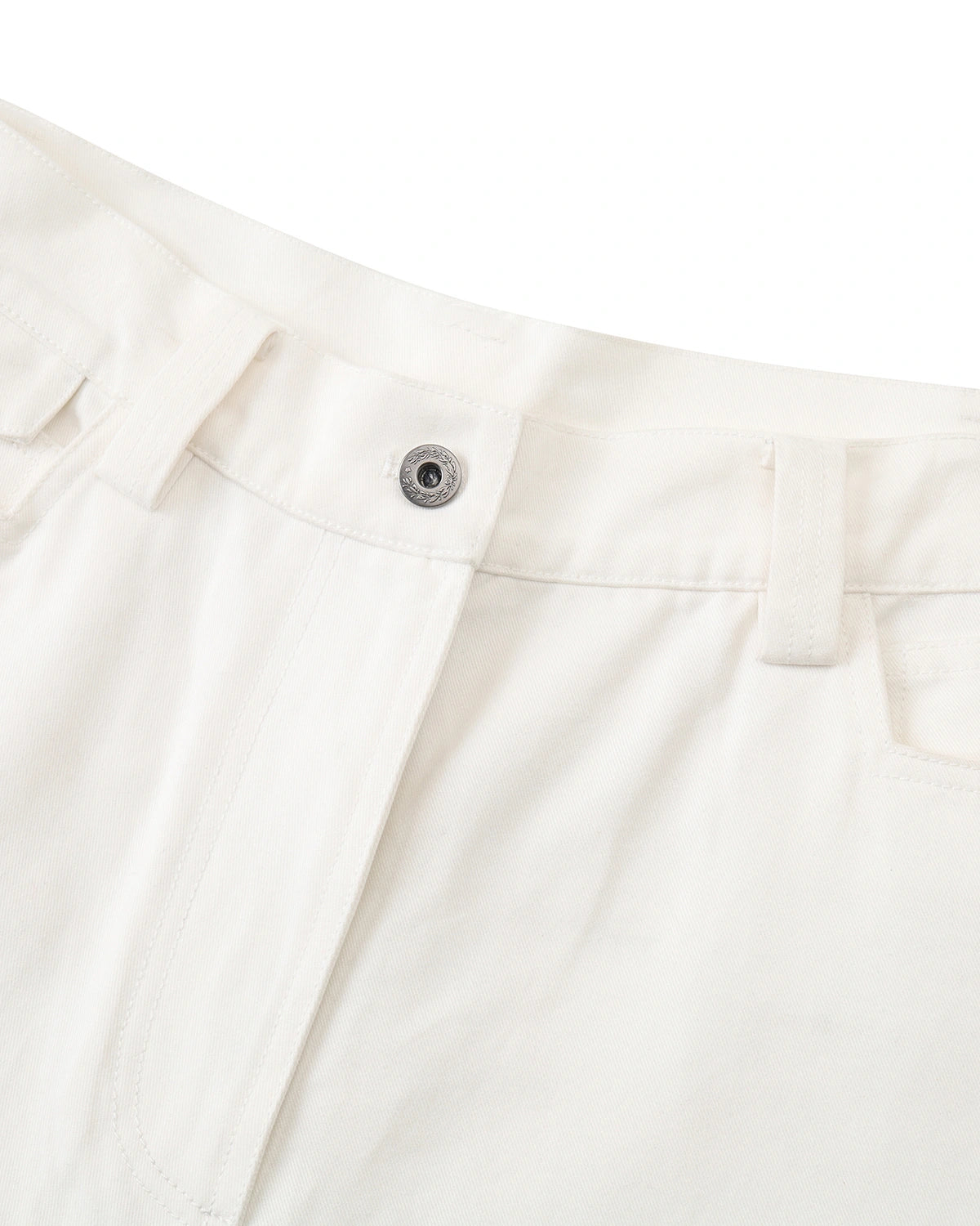 ZHABUXIAO Twill Cotton Double Pocket Cargo Curved Wide Jeans White
