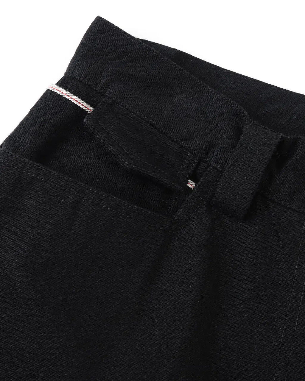 ZHABUXIAO Selvedge Red Line Double Pocket Curved Wide Jeans Black