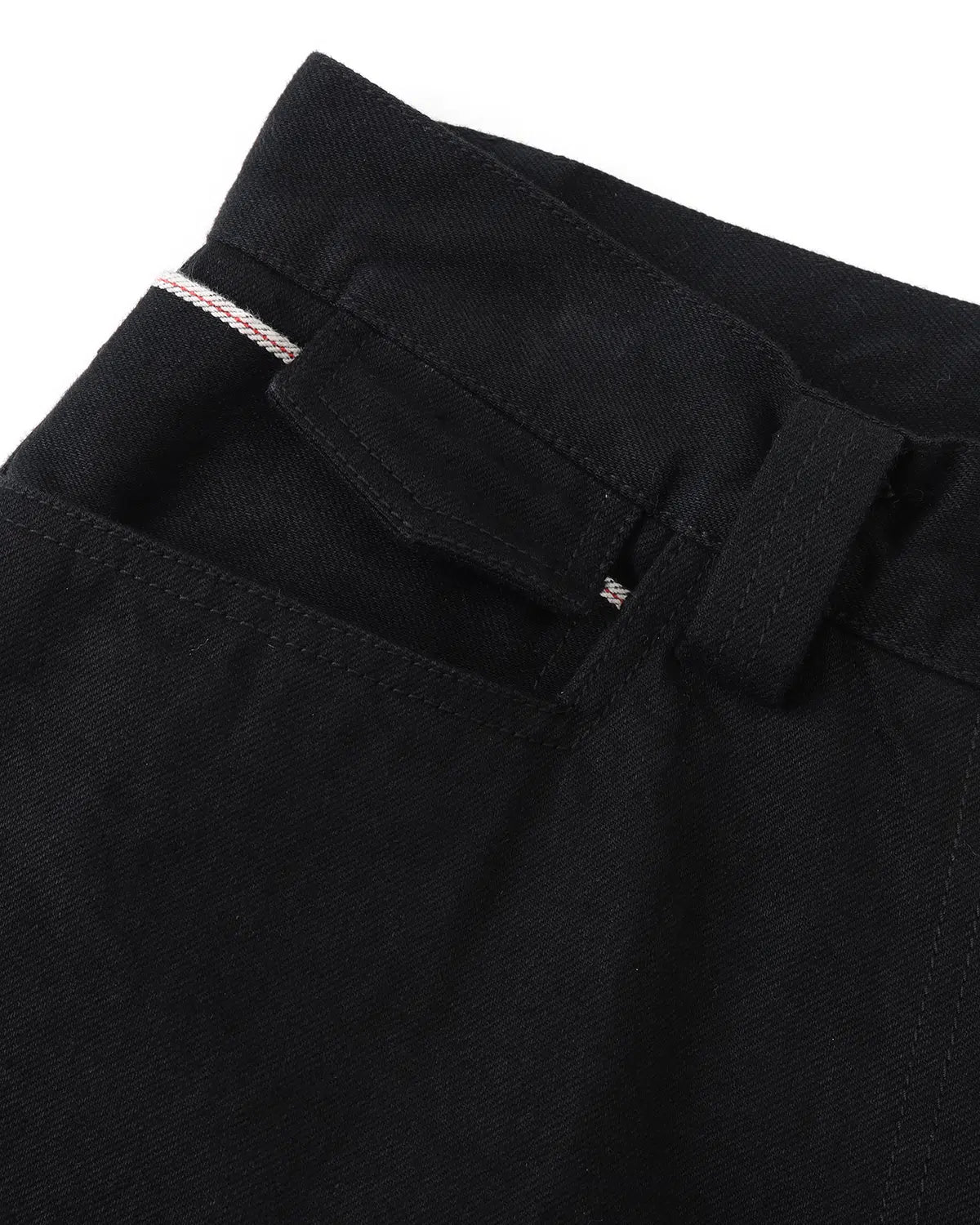 ZHABUXIAO Selvedge Red Line Double Pocket Curved Wide Jeans Black
