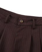ZHABUXIAO Fine Striped Soft Smooth Straight Leg Trousers Burgundy