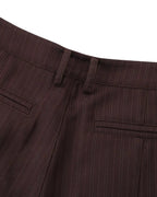 ZHABUXIAO Fine Striped Soft Smooth Straight Leg Trousers Burgundy