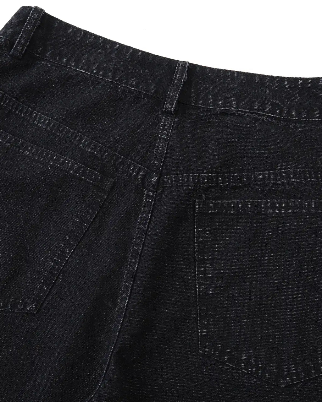 ZHABUXIAO Textured Denim Diamond Button Curved Wide Jeans Black
