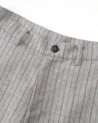 ZHABUXIAO Striped Woolen Satin Lined Curved Wide Trousers Gray