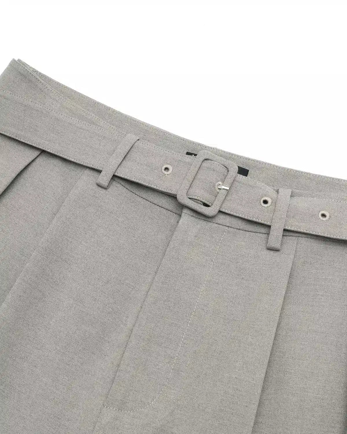 ZHABUXIAO Wool Blend Capri Straight Belted Tailored Dress Pants Gray & Khaki