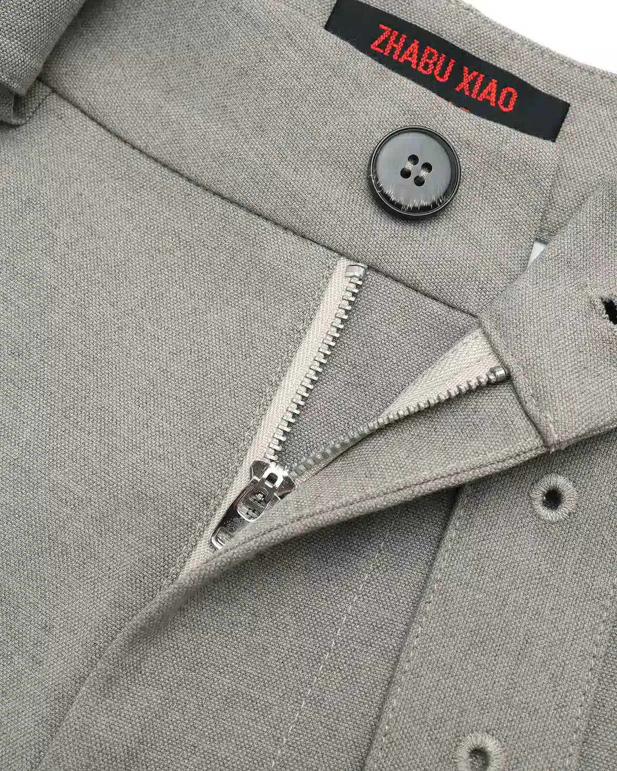 ZHABUXIAO Wool Blend Capri Straight Belted Tailored Dress Pants Gray & Khaki