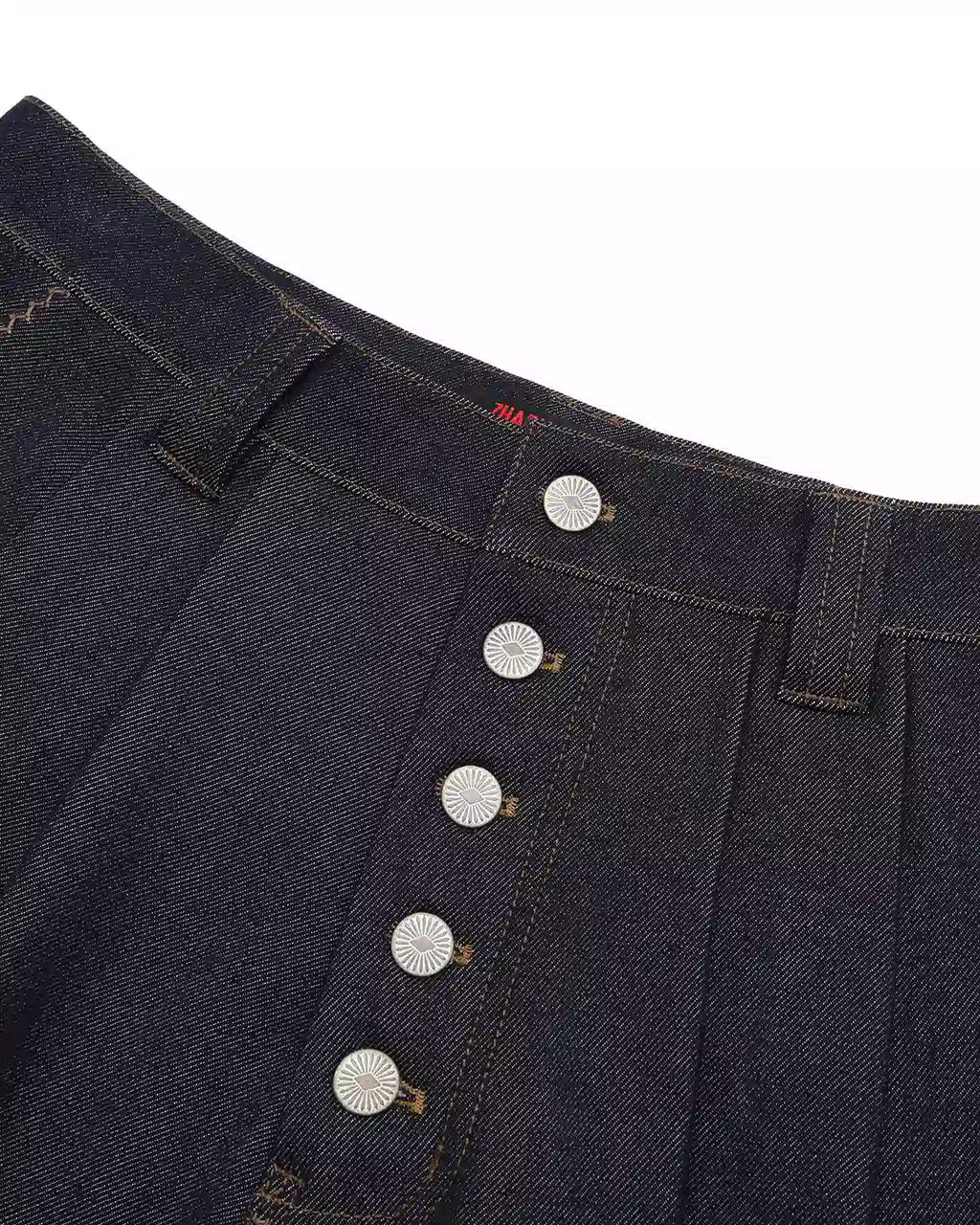 ZHABUXIAO High Waist Wide Leg Tailored Straight Denim Shorts Blue